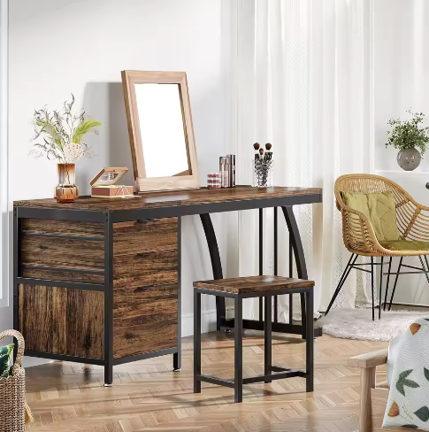 Kaptafel met 3 Lades en Omkeerbaar Ontwerp, Industrieel