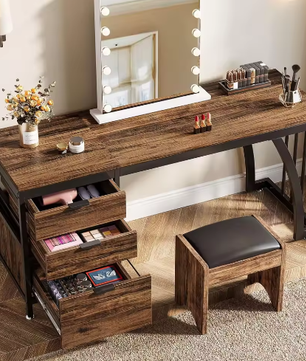 Kaptafel met 3 Lades en Omkeerbaar Ontwerp, Industrieel
