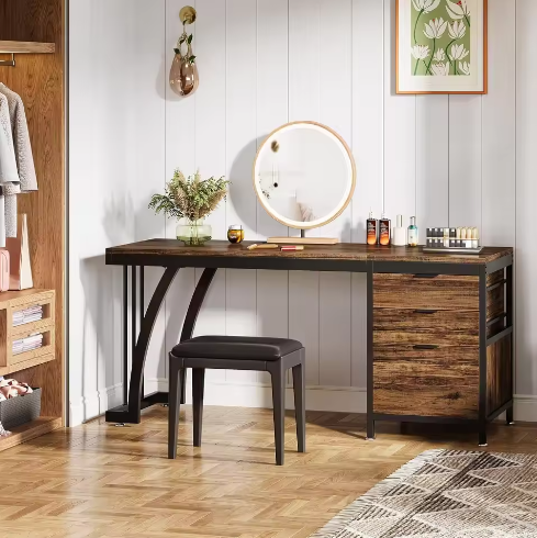 Kaptafel met 3 Lades en Omkeerbaar Ontwerp, Industrieel