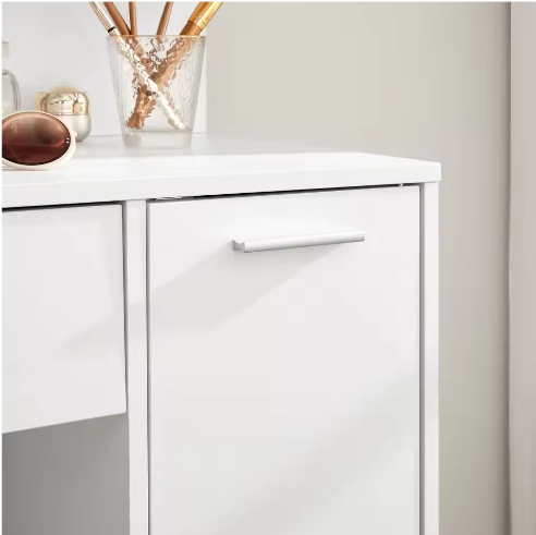 Kaptafel met Spiegel, Opbergvak en 2 Planken – Wit