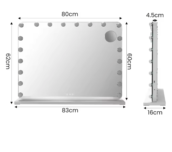Make-upspiegel met LED-verlichting en 20 Lampen – Touchbediening
