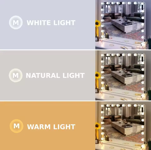 Make-upspiegel met LED-verlichting en 20 Lampen – Touchbediening