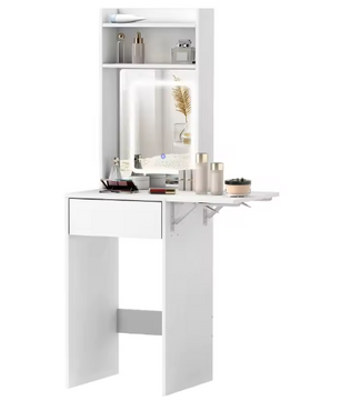 Compacte Kaptafel met LED Spiegel en Opvouwbaar Tafelblad
