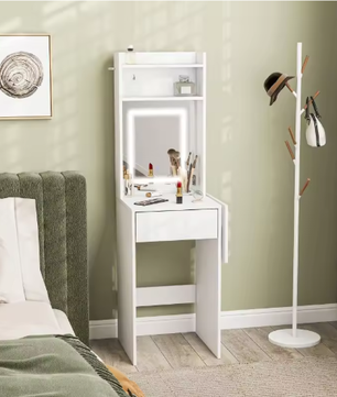 Compacte Kaptafel met LED Spiegel en Opvouwbaar Tafelblad