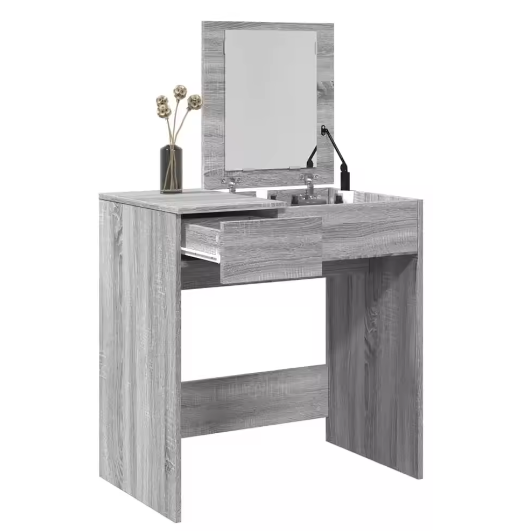 Grijze Sonoma Make-uptafel met Spiegel – Modern Make-up Bureau 73x46,5x120 cm