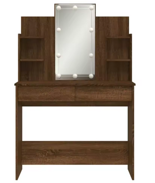 LED Make-up Kaptafel Bruin Eiken – 96x40x142 cm, Modern en Stijlvol