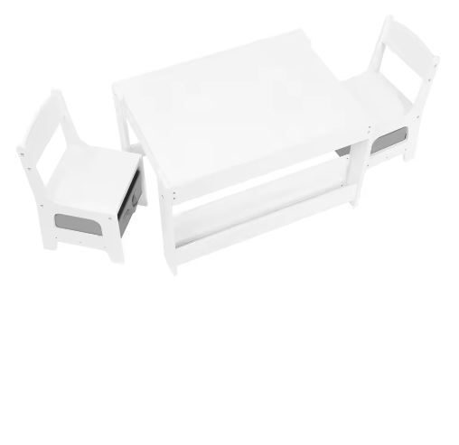Kindertafel met 2 Stoelen – Omkeerbaar Schoolbord en Opbergruimte, Multifunctioneel
