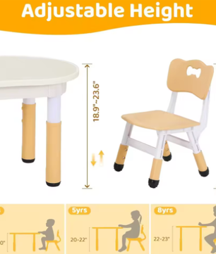 Kindertafel met 2 Stoelen – In Hoogte Verstelbare Tekentafel, Kunststof Zitgroep