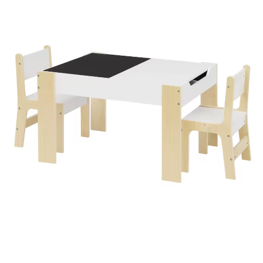 Kindertafel met 2 Stoelen en Opbergruimte – Tekentafel Set