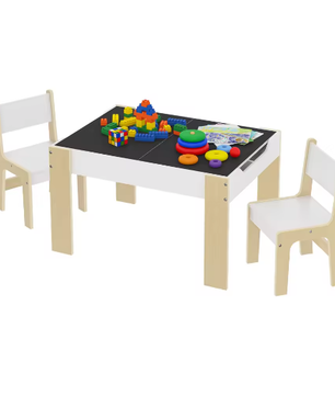 Kindertafel met 2 Stoelen en Opbergruimte – Tekentafel Set