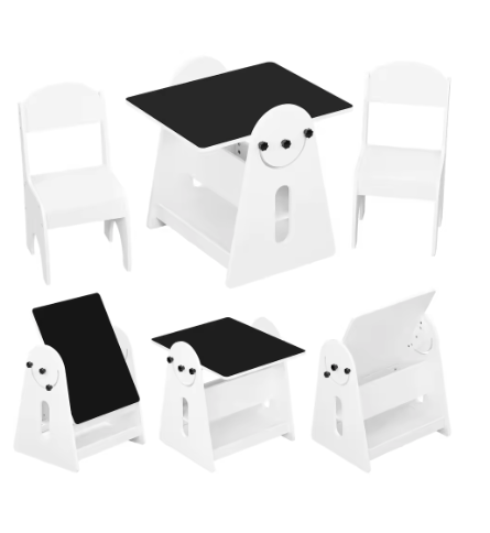 Kindertafel met 2 Stoelen – Multifunctionele Schildertafel met Opbergruimte