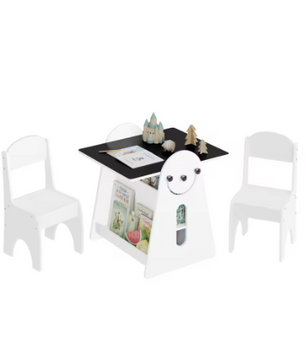 Kindertafel met 2 Stoelen – Multifunctionele Schildertafel met Opbergruimte
