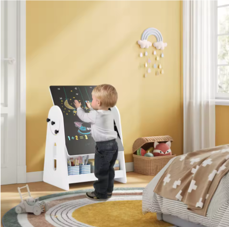 Kindertafel met 2 Stoelen – Multifunctionele Schildertafel met Opbergruimte