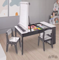 3-in-1 Kinder Kunsttafel met 2 Stoelen – Activiteitentafel met Ezel, Opbergruimte en Papierrol