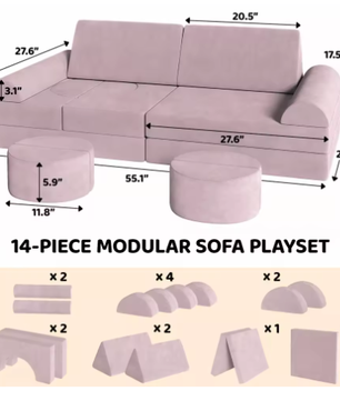 4-delige Modulaire Kinderspeelbank – Creatieve Speel- en Zitset van Schuim voor Peuters