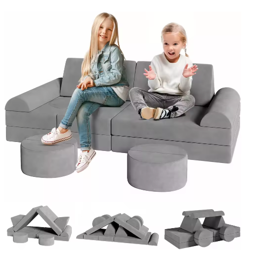 4-delige Modulaire Kinderspeelbank – Creatieve Speel- en Zitset van Schuim voor Peuters