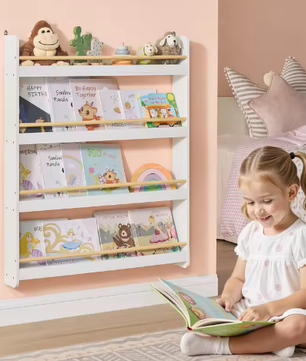 Kinderboekenplank met 4 Niveaus – Wandplank voor Kinderkamer en Speelkamer