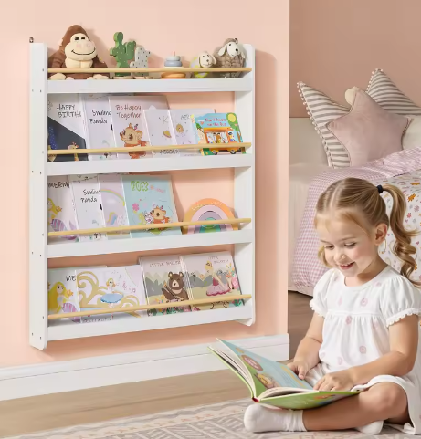 SONGMICS Kinderboekenkast, 4-laags kinderplank