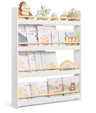 Kinderboekenplank met 4 Niveaus – Wandplank voor Kinderkamer en Speelkamer
