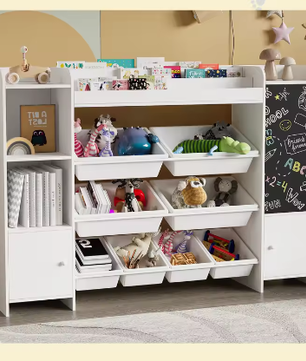 Kinderboekenplank met Open Opbergruimte en Schoolbord