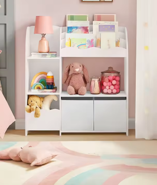 Kinder Boekenkast met Speelgoedopslag en Opbergdozen – 3-in-1