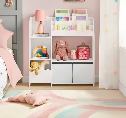 Kinder Boekenkast met Speelgoedopslag en Opbergdozen – 3-in-1