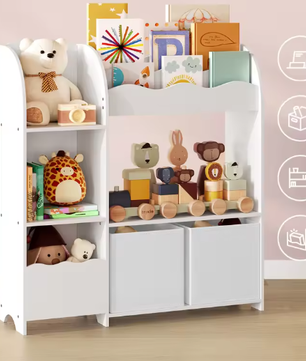 Kinder Boekenkast met Speelgoedopslag en Opbergdozen – 3-in-1
