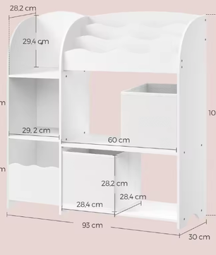 Kinder Boekenkast met Speelgoedopslag en Opbergdozen – 3-in-1