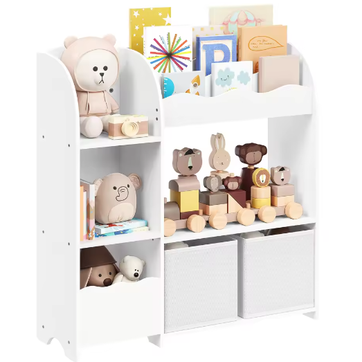 Kinder Boekenkast met Speelgoedopslag en Opbergdozen – 3-in-1