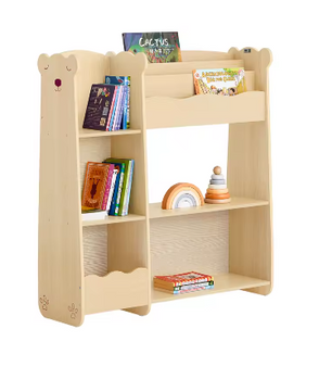 Kinderboekenkast met 3 Planken en 5 Open Vakken – Opbergplank voor Kinderen