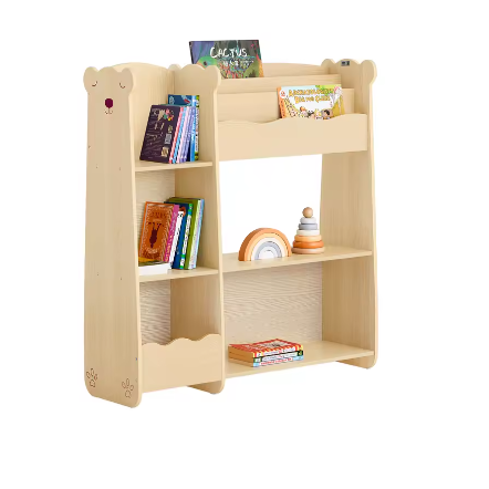 Kinderboekenkast met 3 Planken en 5 Open Vakken – Opbergplank voor Kinderen