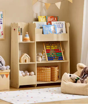 Kinderboekenkast met 3 Planken en 5 Open Vakken – Opbergplank voor Kinderen