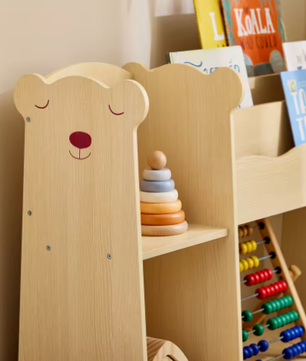 Kinderboekenkast met 3 Planken en 5 Open Vakken – Opbergplank voor Kinderen