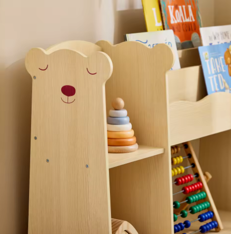 Kinderboekenkast met 3 Planken en 5 Open Vakken – Opbergplank voor Kinderen