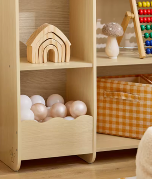 Kinderboekenkast met 3 Planken en 5 Open Vakken – Opbergplank voor Kinderen