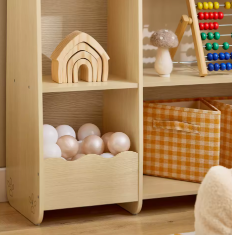 Kinderboekenkast met 3 Planken en 5 Open Vakken – Opbergplank voor Kinderen