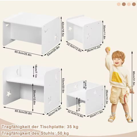 Kindertafel met 2 Stoelen – Multifunctionele Kindermeubelset