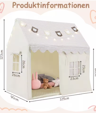 Kindertent voor Binnen met Speelmat en Verlichting – Speelhuis voor Kinderen
