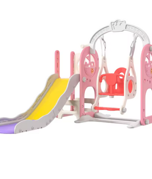 6-in-1 Outdoor Kinderglijbaan en Schommelset – Multifunctioneel Speeltoestel met Basketbalring en Telescoop