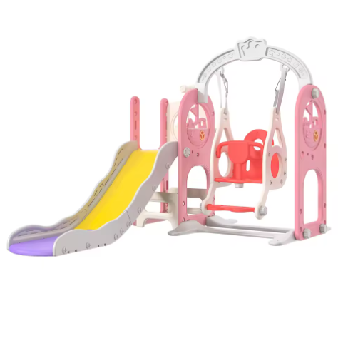 6-in-1 Outdoor Kinderglijbaan en Schommelset – Multifunctioneel Speeltoestel met Basketbalring en Telescoop