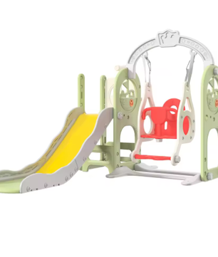 6-in-1 Outdoor Kinderglijbaan en Schommelset – Multifunctioneel Speeltoestel met Basketbalring en Telescoop