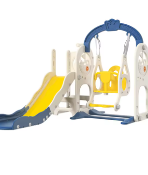 6-in-1 Outdoor Kinderglijbaan en Schommelset – Multifunctioneel Speeltoestel met Basketbalring en Telescoop