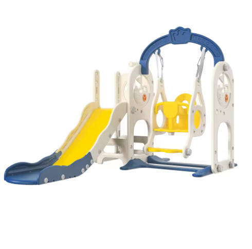 6-in-1 Outdoor Kinderglijbaan en Schommelset – Multifunctioneel Speeltoestel met Basketbalring en Telescoop