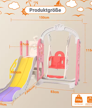 6-in-1 Outdoor Kinderglijbaan en Schommelset – Multifunctioneel Speeltoestel met Basketbalring en Telescoop