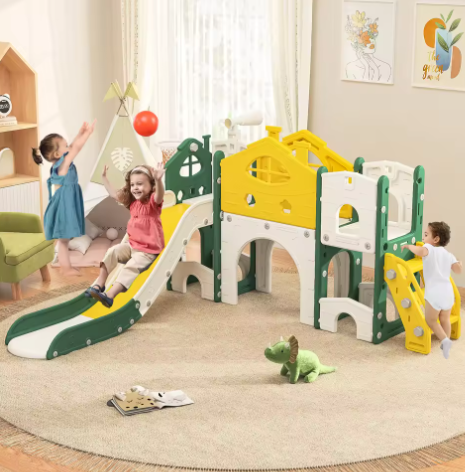 Kinderglijbaan 7-in-1 – Basketbal, Klimrek en Telescoop voor Binnen en Buiten