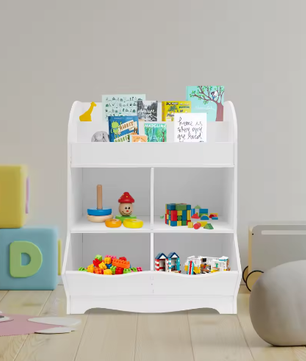 Kinderspeelgoed Opbergplank – PVC Boekenkast met 4 Opbergvakken 67×30×89 cm