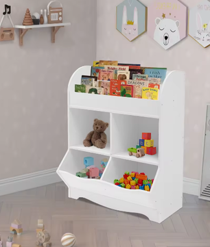 Kinderspeelgoed Opbergplank – PVC Boekenkast met 4 Opbergvakken 67×30×89 cm