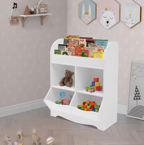 Kinderspeelgoed Opbergplank – PVC Boekenkast met 4 Opbergvakken 67×30×89 cm