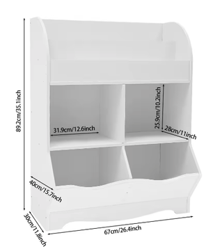 Kinderspeelgoed Opbergplank – PVC Boekenkast met 4 Opbergvakken 67×30×89 cm