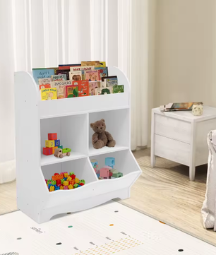 Kinderspeelgoed Opbergplank – PVC Boekenkast met 4 Opbergvakken 67×30×89 cm